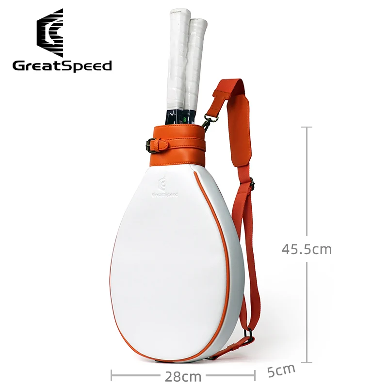 Greatspeed Retro Leather Backpack Tennis Bag Badminton 2-Rackets Tennis Handbag Outdoor Tennis Racket Bag Sports Single Shoulder 2