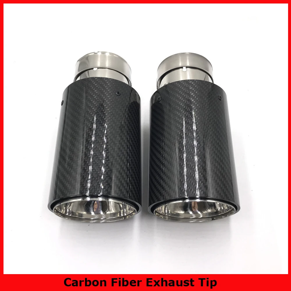 1PCS-Glossy-Black-M-Logo-Carbon-Fiber-Rear-Tail-Exhaust-Pipe-Muffler ...