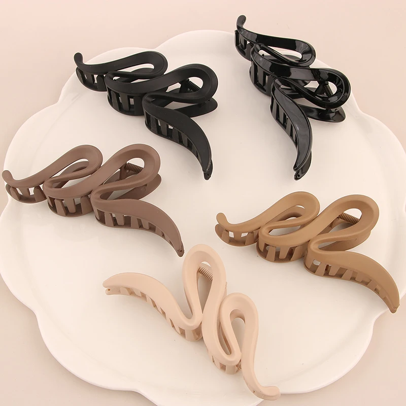 Women Hair Claw Clips Korea Coffee Beige Acrylic Large Hair Claw Hairpin Geometric Barrettes Crab Girl Headwear Hair Accessories