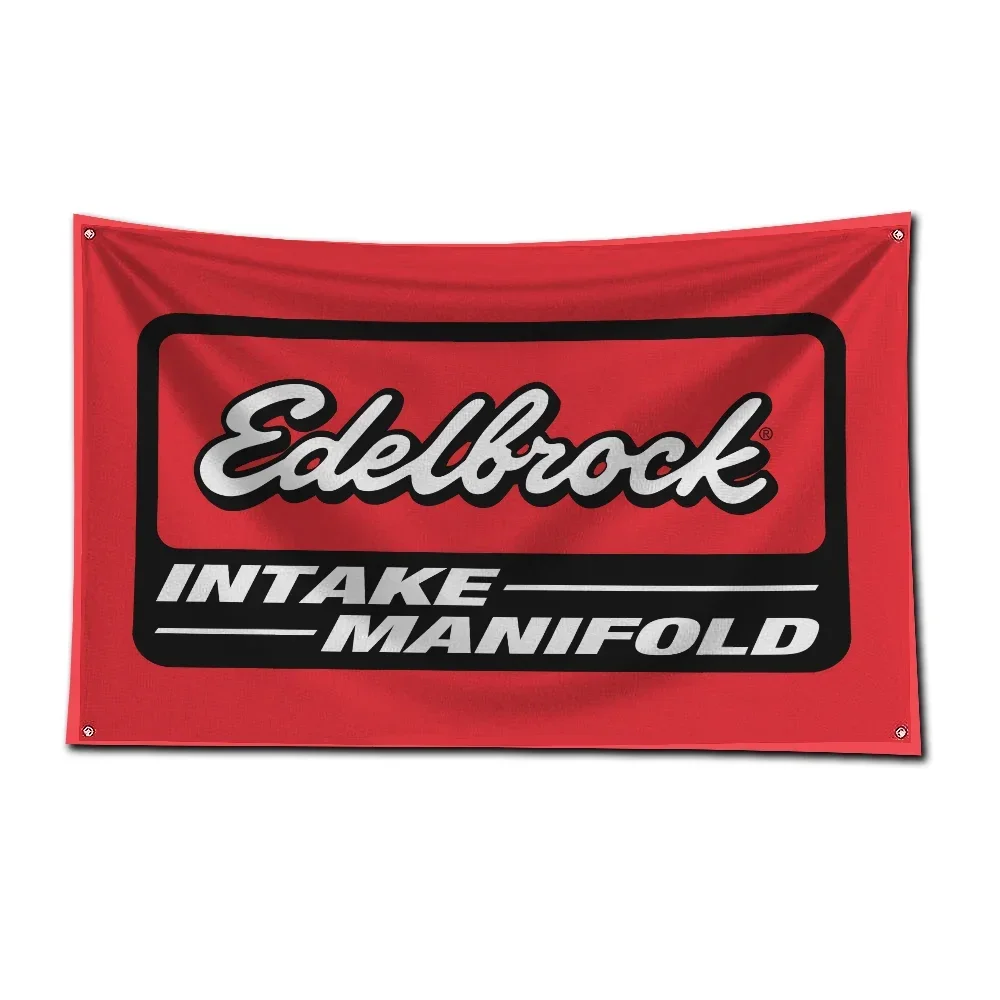 3x5 Ft Racing Car Flag Polyester Digital Printing Edelbrocks Banner for Garage Wall Art Out Door Decoration With Brass Grommets