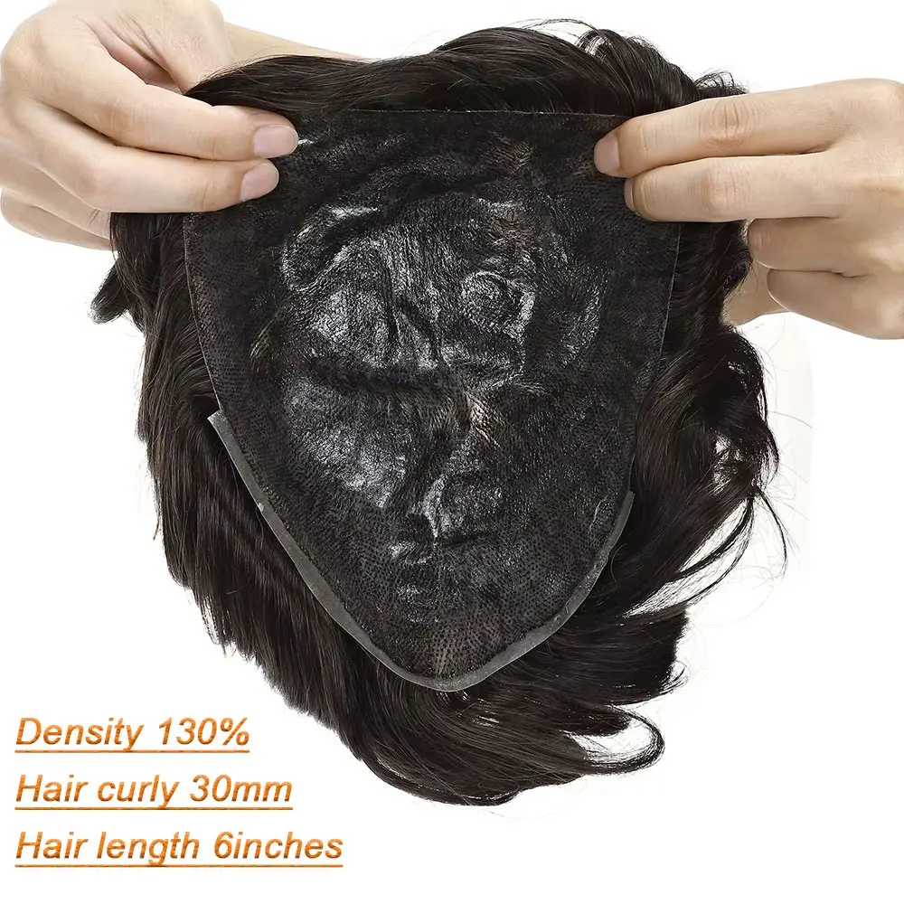 Sego 8x10 pu Haut Toupet für Männer 100% Echthaar teile für Herren Haar prothese Patch Einheiten Ersatz system Haarteil 75g – Detail 5