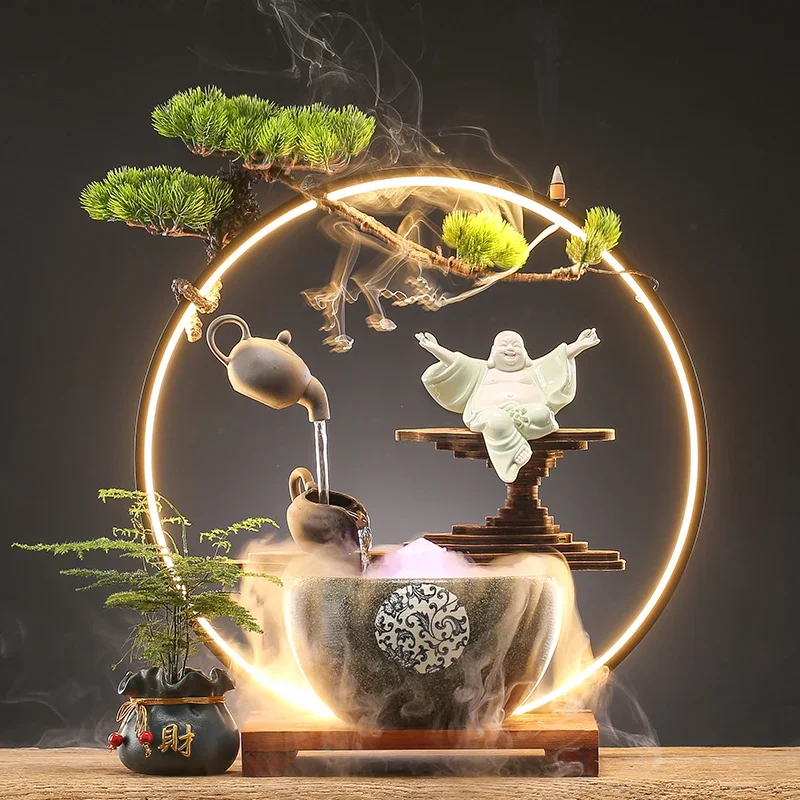 

Creative Hanging Pot Flowing Water Ornaments Circulating Water Lucky Living Room Interior Humidifying Table-Top Decoration