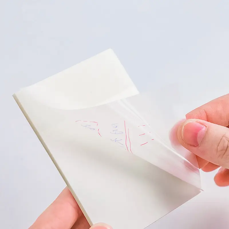 【FUN LIVE】 100 Sheets Creative Transparent PET Memo Pad Posted It Sticky Notes Planner Sticker Notepad School Supplies Kawaii Stationery. 