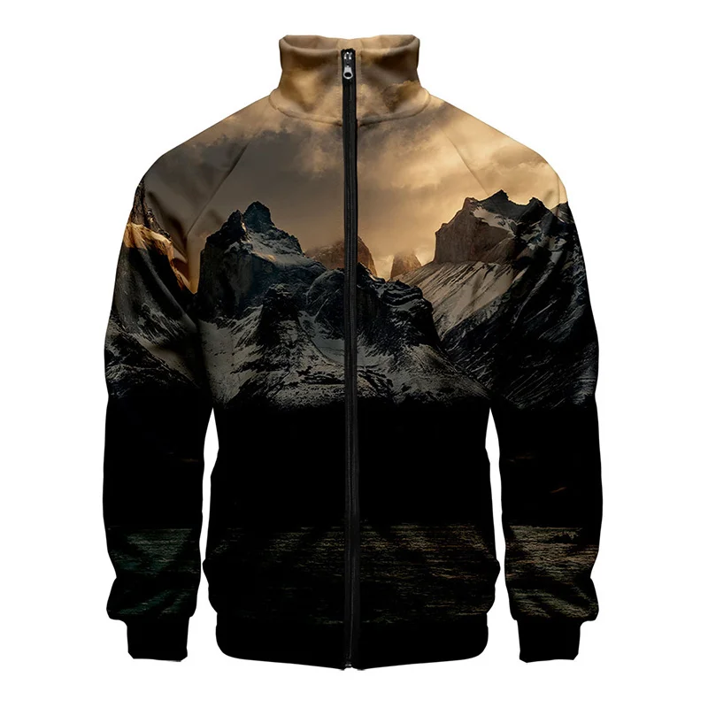 thumbnail image 1 of Chaqueta con estampado de paisaje de montaña nevada en 3D, chaquetas con gráficos de paisajes divertidos para hombres y niños, ropa de calle de moda, ropa, tops, 1 of 5