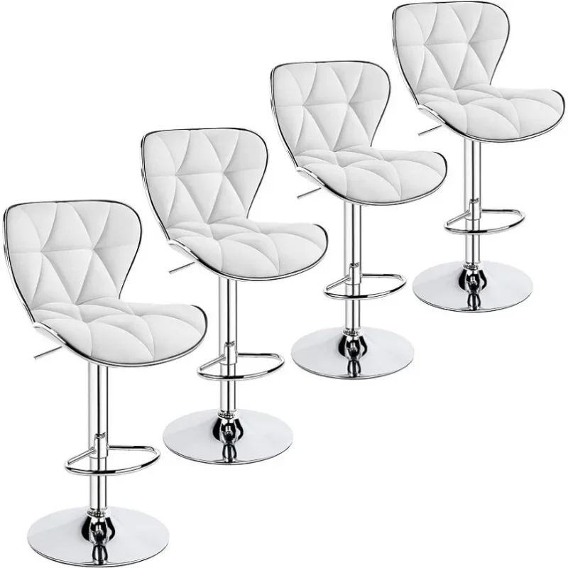 

Island Chairs Bar Stools Set of 4 Fashionable Bar Chairs Adjustable PU Leather Swivel Stools Chair with Shell Back BarStools