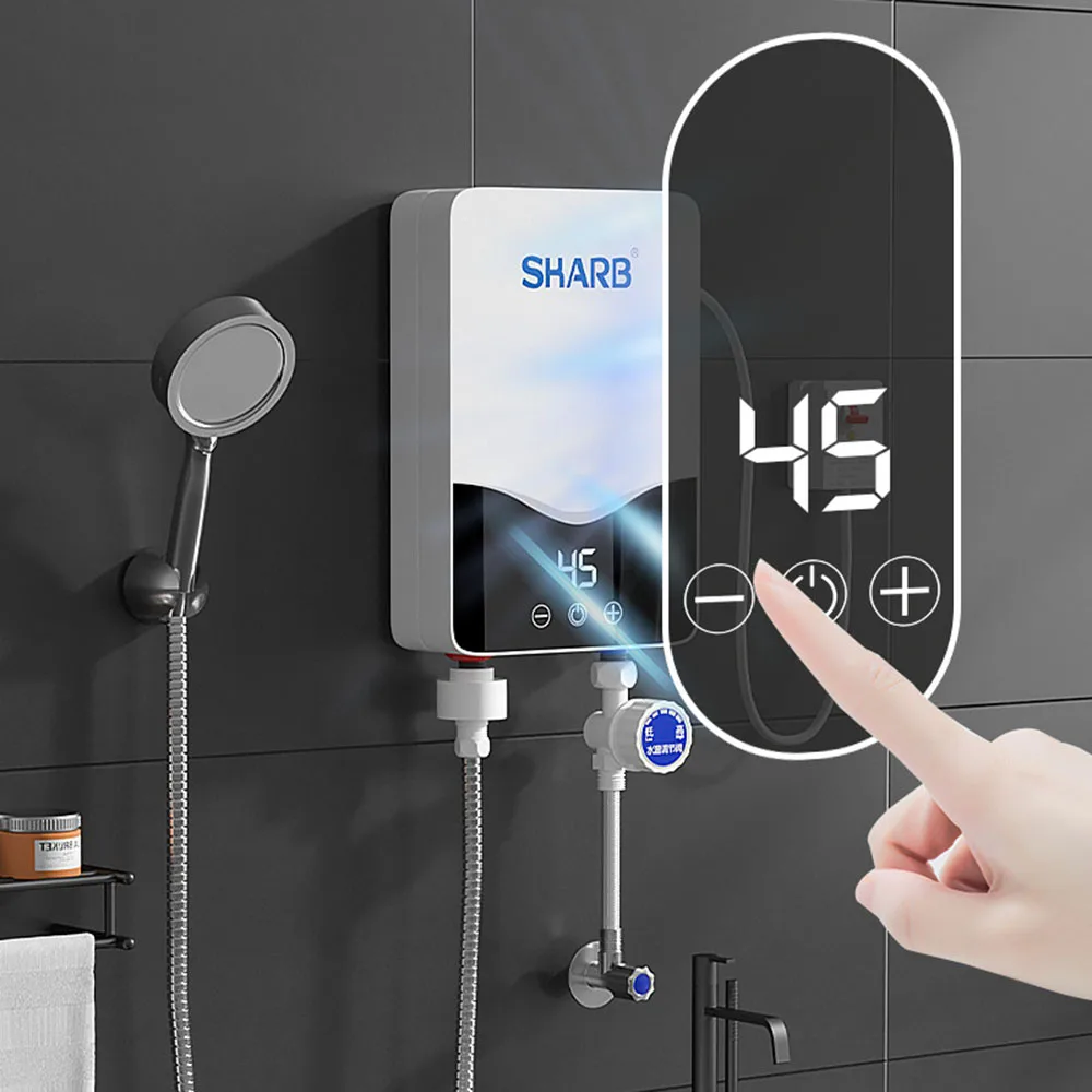Aquecedor de Água Elétrico sem Tanque com Tela de Toque Lcd Aquecedor Instantâneo de Água Quente Display Digital 110v 220v 5500w
