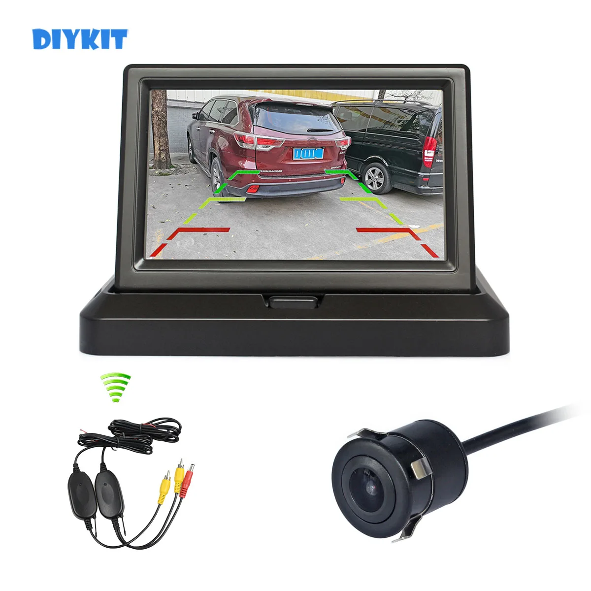 

DIYKIT Wireless 5inch Foldable TFT LCD Car Monitor HD Rear View Reverse Backup Car Camera Video Parking System Kit