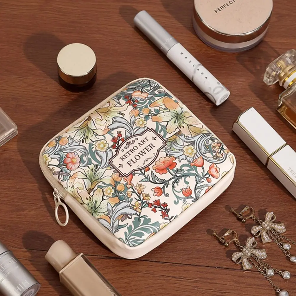 Floral Print Multipurpose PVC Cosmetic and Coin Storage Bag