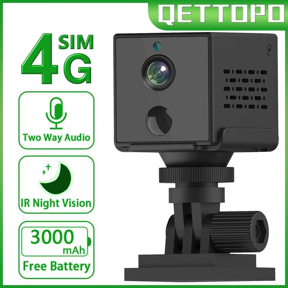 

Qettopo 4MP 4G SIM Card Mini Camera Built-in 3000mAh Battery PIR Human Detection WIFI Security Surveillance IP Camera OKAM PRO