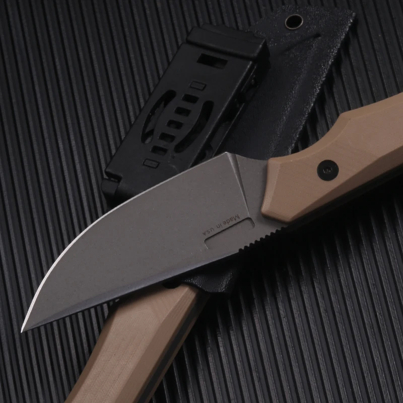 CIVIVI M2 Spare fixed blade knife with Kydex sheath belt clip, tan G10 handle (7.8 cm satin D2) 3