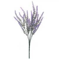 Artificial Flowers Flocked Plastic Lavender Bundle Fake Plants Wedding Bridle Bouquet Indoor Outdoor Home Kitchen Office Table 5