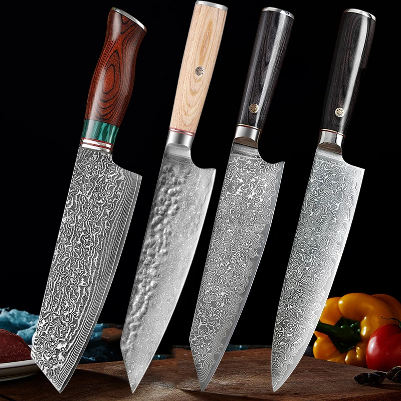 

8 Inch Kiritsuke Knife Japanese 67 Layers Damascus Steel Chef Knife VG10 Core Sharp Gyuto Nakiri Santoku Knife