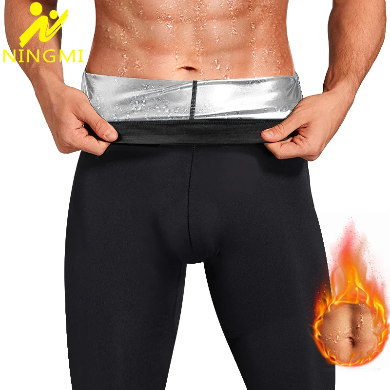

NINGMI Man Sauna sweat Pants Body Shaper Slimming Legging Pants Suana body Shaperwear Waist Trainer Fittness pants