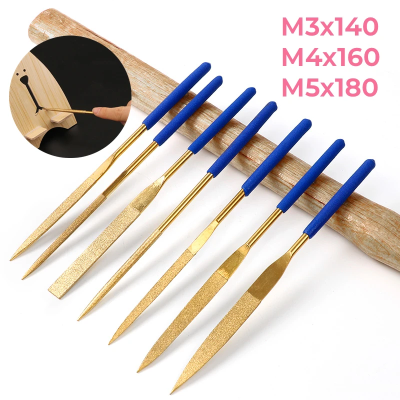 

Diamond Files Set M3x140 M4x160 M5x180 Soft Rubber Handles Plating Needle File Sets For Metal Glass Ceramics Wood Carving Craft