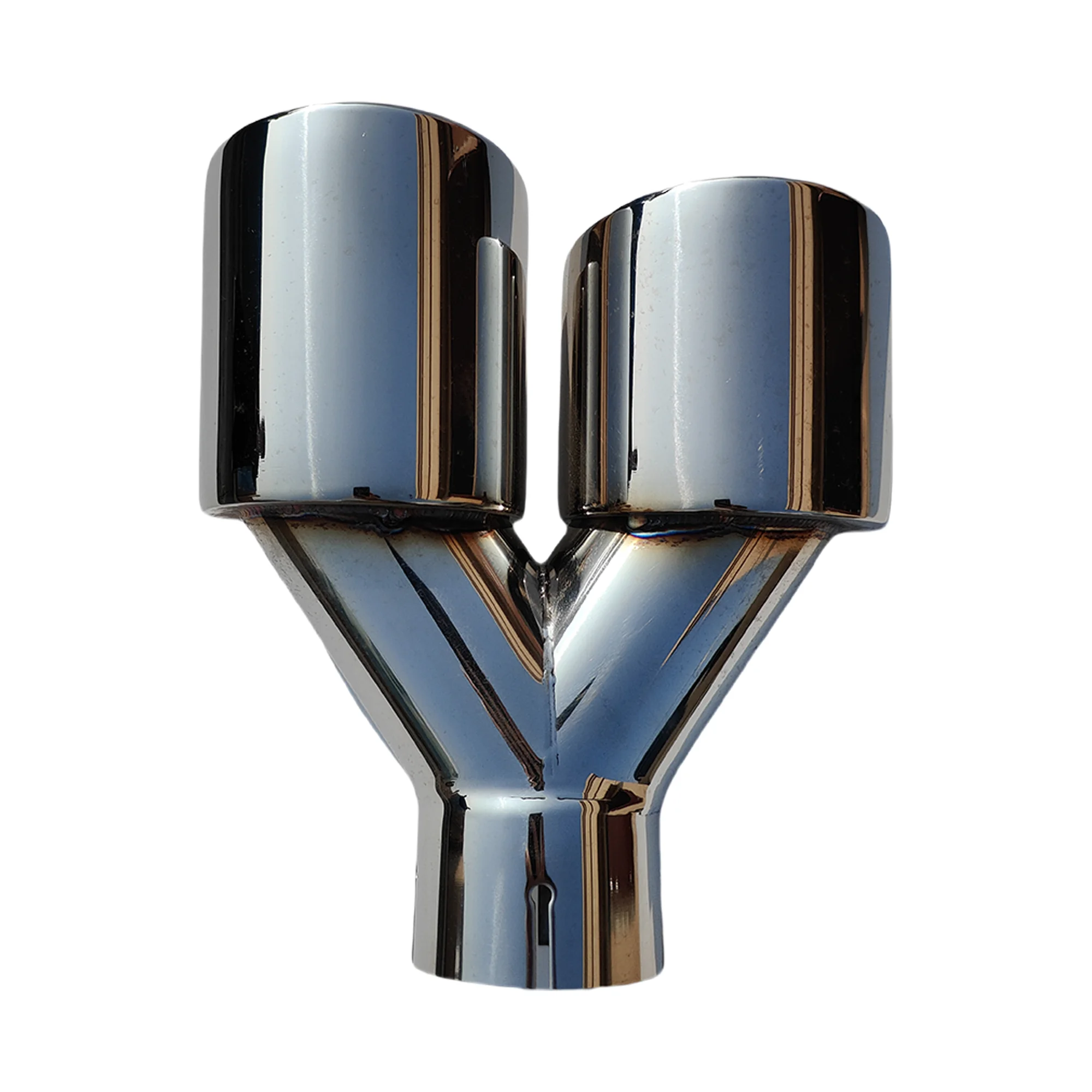 Universal Car Stainless Steel Tail Throat Silencer Length Y-Shaped Double Out Twill Glossy Exhaust Muffler Tip exhaust muffler tip exhaust pipe muffler car intake muffler 1 Pcs