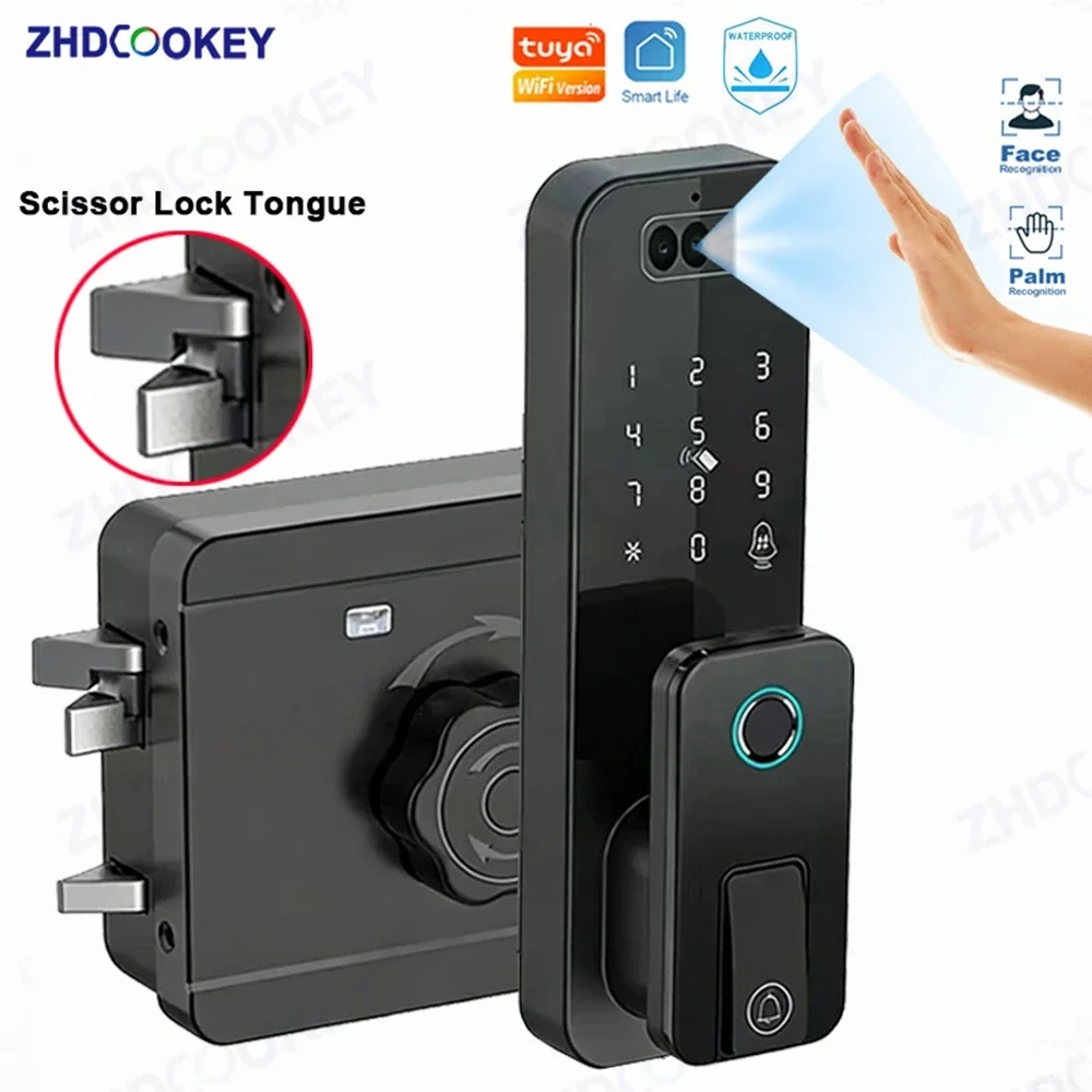 3D Face Palm Recognition Smart Door Lock Waterproof Tuya WiFi App ...