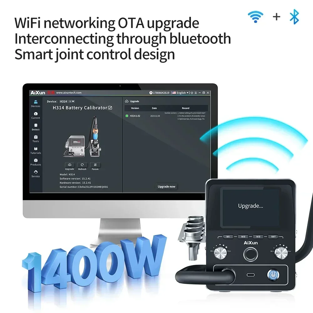 JC Aixun H314 H310D Internet BGA Rework Station 1400W Intelligent Hot Air Gun Soldering Station With Nozzles for SMD BGA Repair