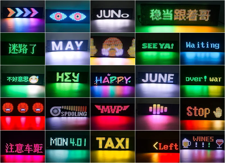Description Picture 6 of itemUSB LED Matrix Pixel Panel With App Control 5V Flexible Scrolling Bright Advertising LED Signs RGB Pattern Car Animation Display