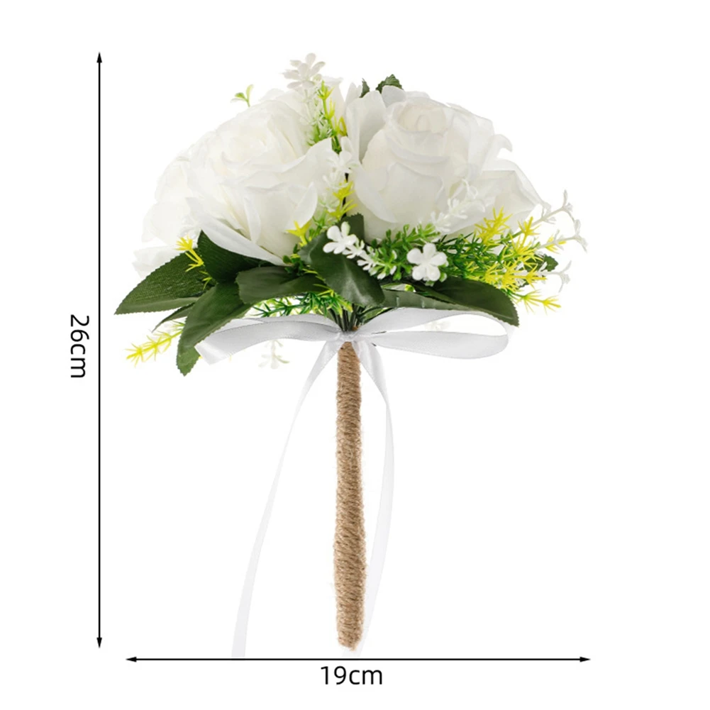 Wedding Bouquets for Bride Babysbreath Rose Bridesmaid Bouquets Silk Ribbon Valentine's Day Decoration Pearl Lace Mesh Ball Gift