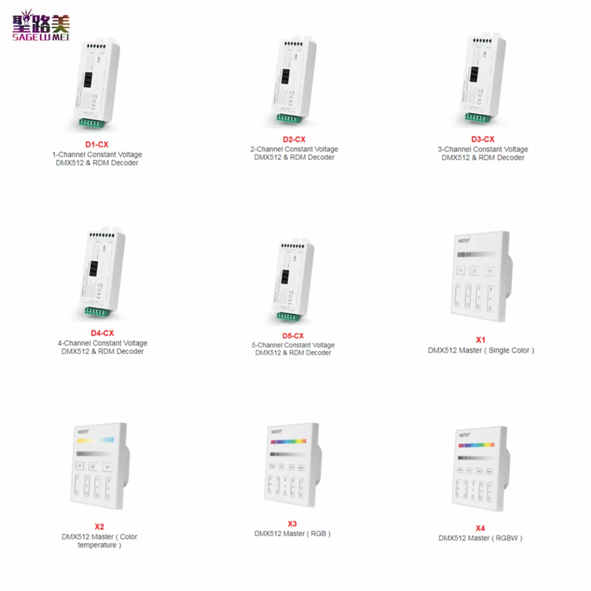 Ac100 ~ 240V X1 2.4G Wireless Dmx512 Single Color Master X2 Cct X3 Rgb X4 Rgbw X5 Rgbcct Controller 1Ch/2Ch/3Ch/4Ch Dmx Decoder