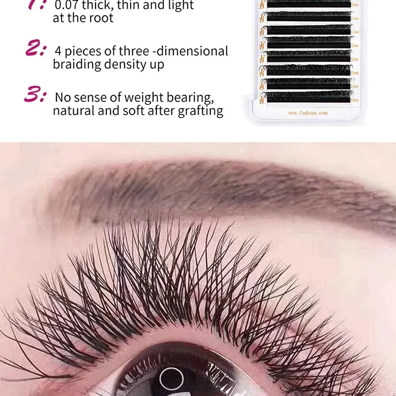 FADVAN W 3D 4D 5D 8-12/8-14mm Wimpern Wimpernverlängerung W-Form C/D Curl Neuartige Hybrid-Volumen Make-up Faux Mink Wimpern – Detail 6