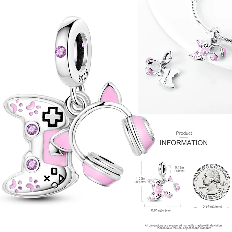 핫한 로맨틱 음악 애호가를 위한  레드 기타 MP3 펜던트 헤드폰 비즈 오리지널 여성 DIY 쥬얼리 참