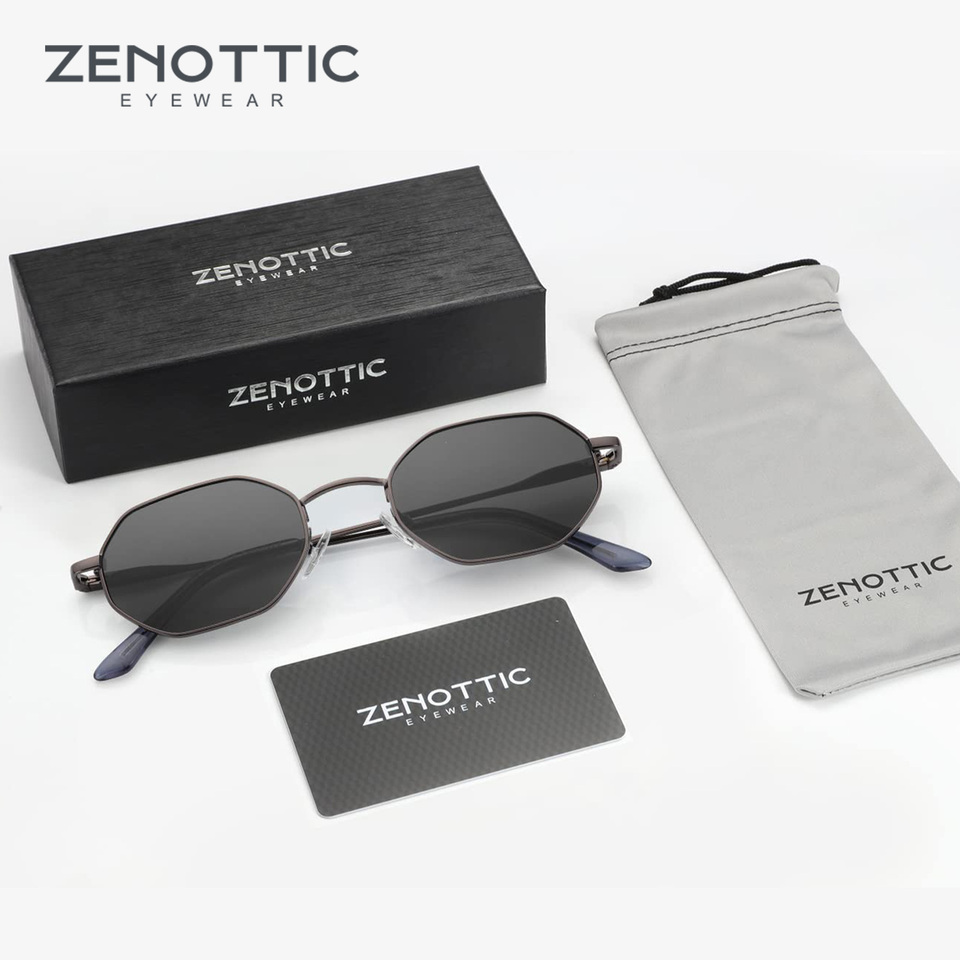 ZENOTTIC Retro Small Polygon Polarized Sunglasses Women Metal UV400 Sun Glasses Men Anti-Glare UV400 Goggles Driving Eyewear