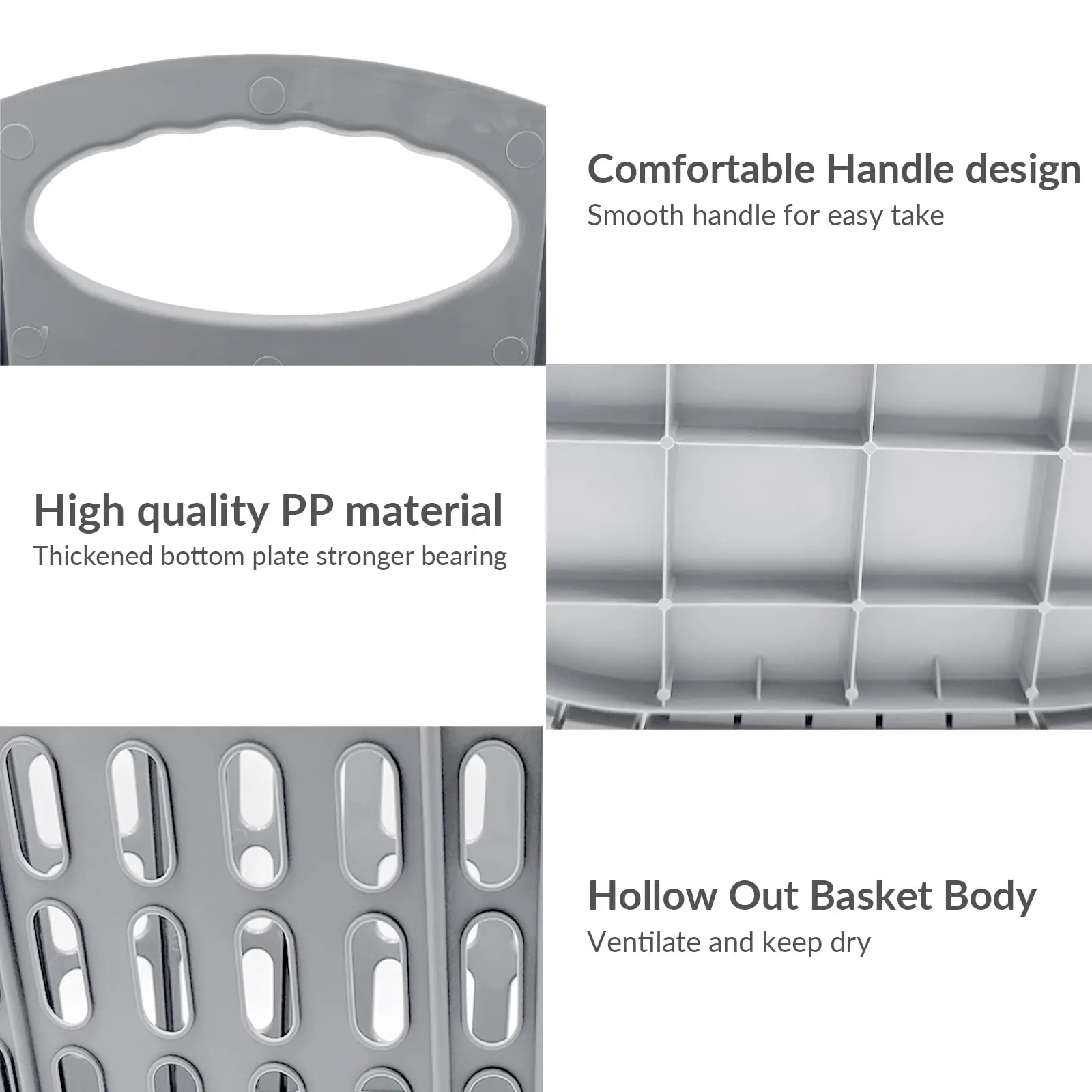 Laundry Bag Baskets, Shopping Bag with Handle, Collapsible Plastic Laundry Hamper, Versatile Clothes Hamper for Space Saving