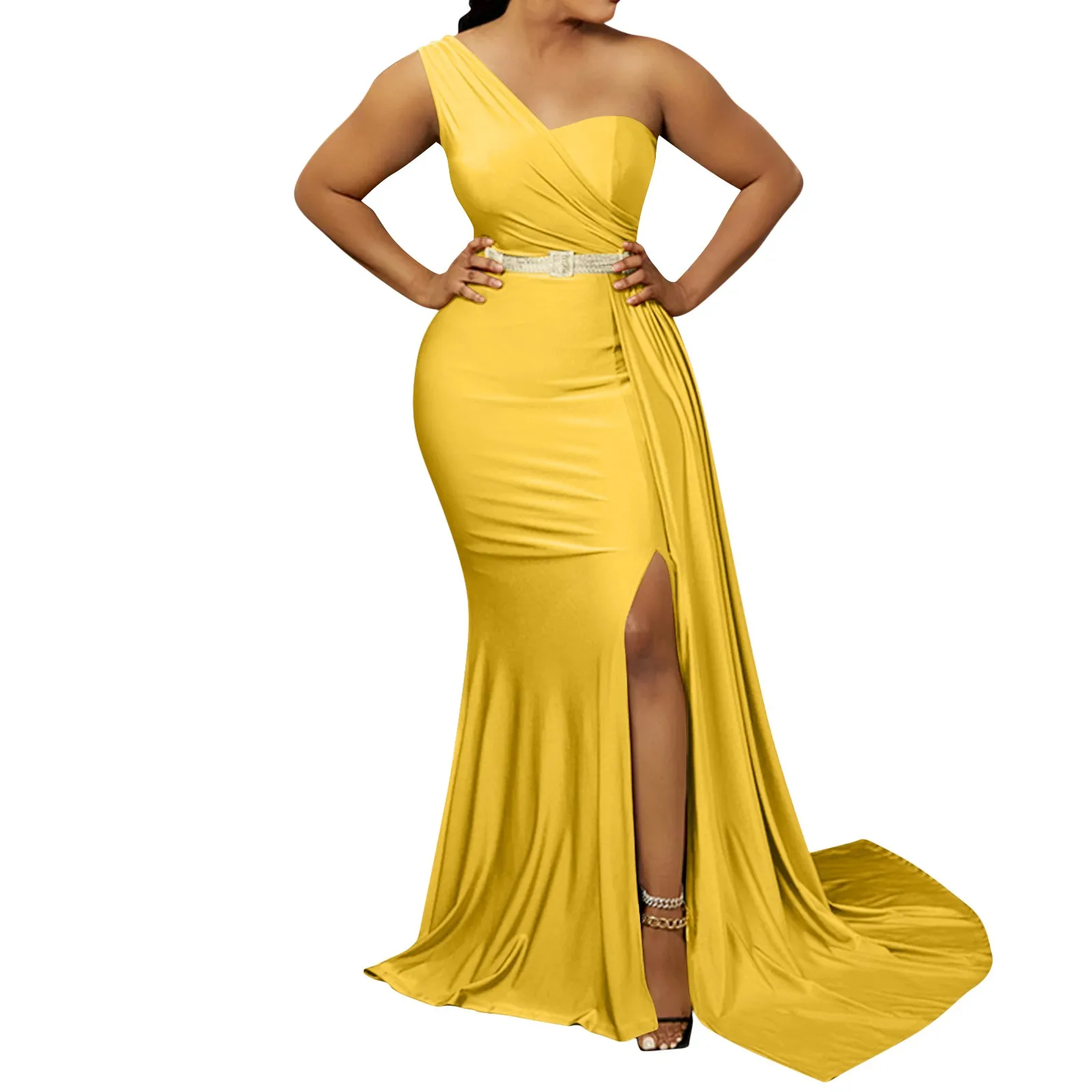 Yellow Women Sexy Bodycon Dresses 2