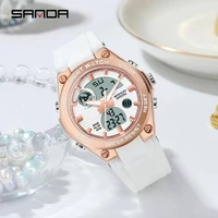 Hot Sale Sanda 6067 Fashion Relogio For Teenagers Girls TPU Strap Waterproof Digital Analog Display Alarm Mode Women Watch 2