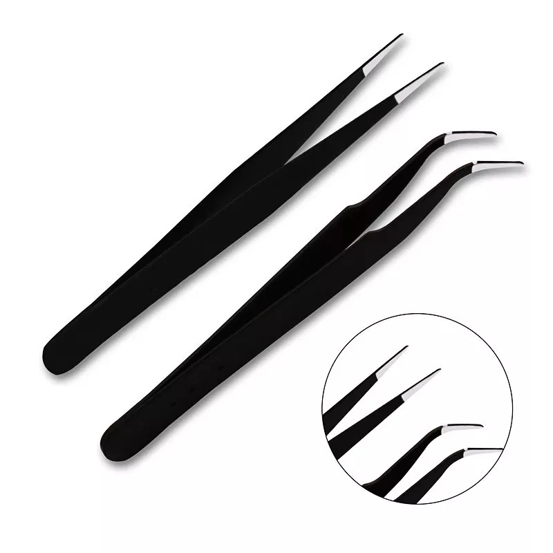 JCD Anti-static ESD Stainless Steel Tweezers Maintenance Tools Industrial Precision Curved Straight Tweezers Solder Repair Tools