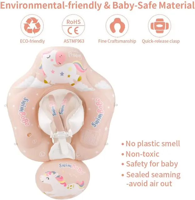 Baby Pool Float with Sun Canopy-Inflatable Infant Swimming Float with Safety Anti-Roll Seat Swimming Trainer for Kid 6