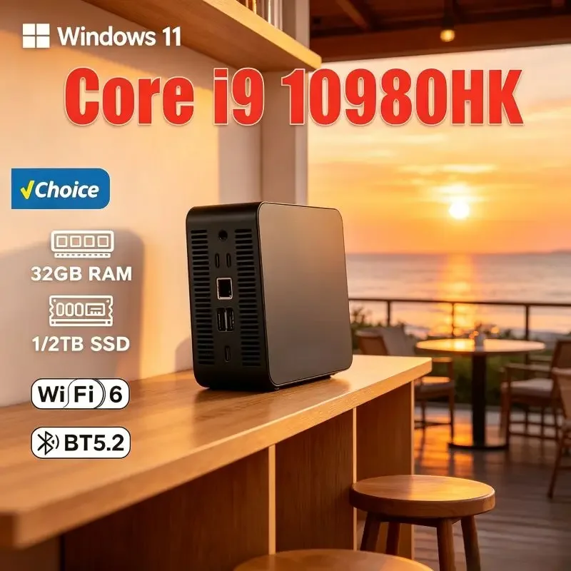 2026 최신형 미니 컴퓨터 코어 I9 10980HK, 윈도우 11, 16GB SSD, WiFi6, BT5.2, 4K HD, 가정 및 사무실 환경에서 안정적인 작동