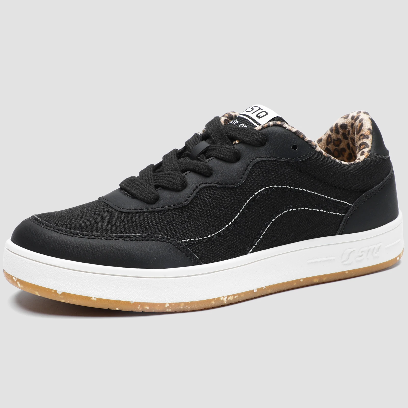 STQ Canvas Shoes for Women Lace Up Tennis Shoes Non Slip Comfortable Walking Sneakers