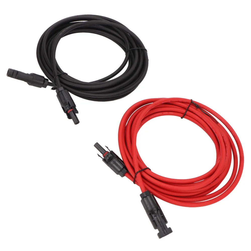 12AWG 와이어 태양광 패널 와이어 검정색 3미터 + 빨간색 3미터 4mm² 직경 태양광 연장 케이블 태양광 패널 배선