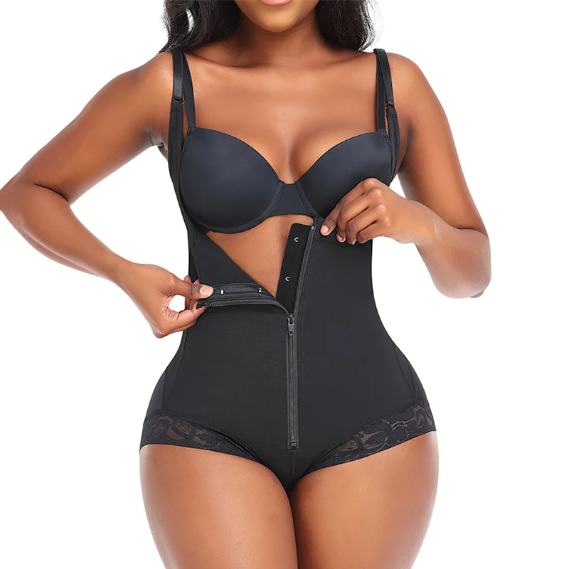 Full Body Shapewear for Women Tummy Control Fajas Reductoras Body Shaper Zipper Open Bust Bodysuit Hip Enhancer Waist Trainer