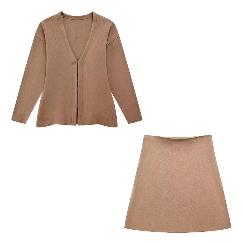 Willshela Women Fashion 2 Piece Set Single Breasted Jacket & Vintage Back Zipper High Waist Midi Skirt Female Chic Skirts Set 3