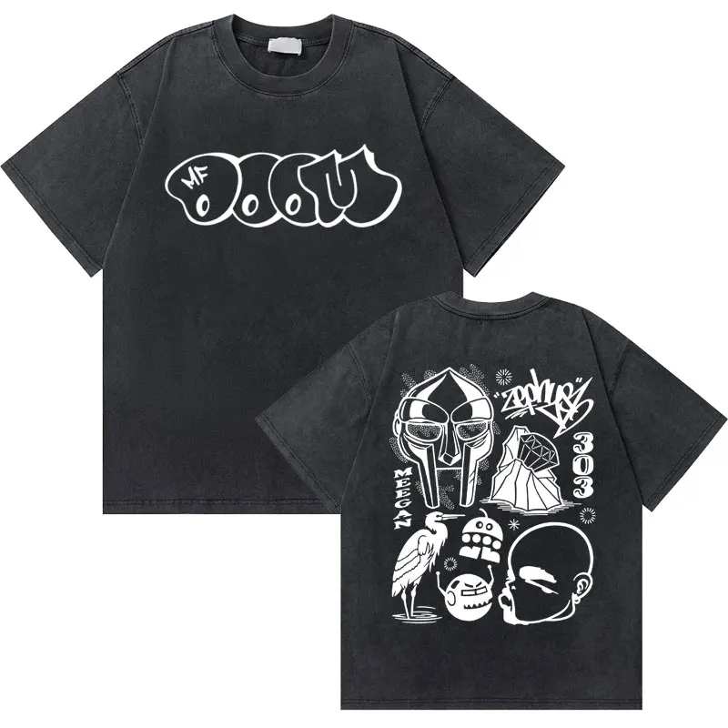 

Washed Vintage Rapper Mf Doom Madvillain Metal Face Graphic T-shirts Men Hip Hop Fashion Tshirt Male Crewneck Oversized T Shirt