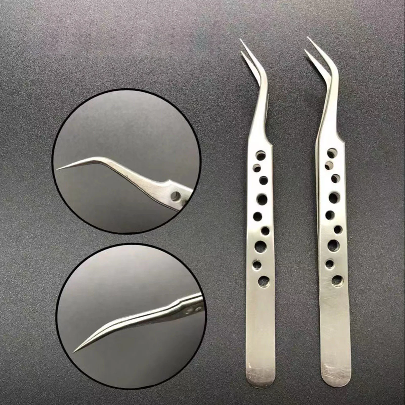 Heavy Duty Stainless Steel Precision Tweezers Perfect Alignment / Grip High Precision Makeup Cosmetic Tool