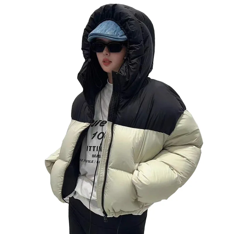 

Women's Winter Down Jacket 2024 Korean Fashion Hooded Cotton Padded Coat Women Thicken Patchwork Winter Jacket Femal Winter Coat