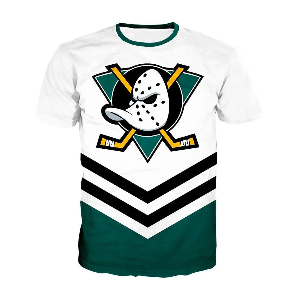 

Summer New 3D Hockey Mask Printed Top Cool Hockey T-shirt Ice Hockey Short Sleeve Oversized Men's Outdoor Casual Sports T-shirt
