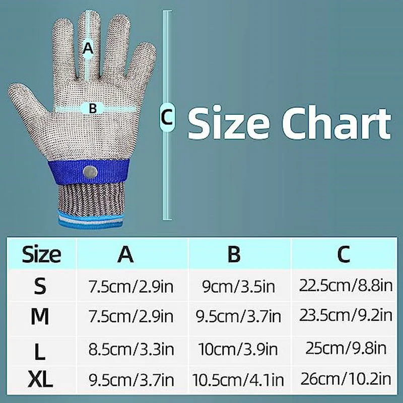Anti cut gloves Work gloves Cut resistant gloves Protective gloves Stainless Steel Mesh Metal Gloves Working Safety Slaughter Butcher Cutting Fish-killing Iron Glove