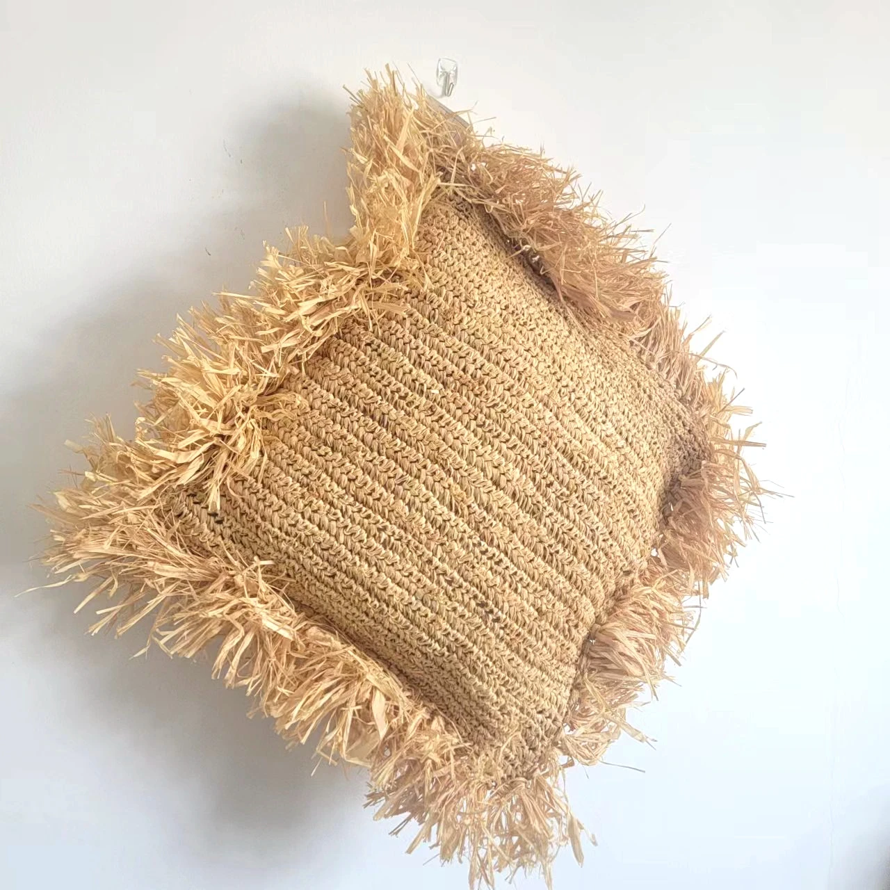 Natural Fiber weaving Pillow with tassels, 65X65CM