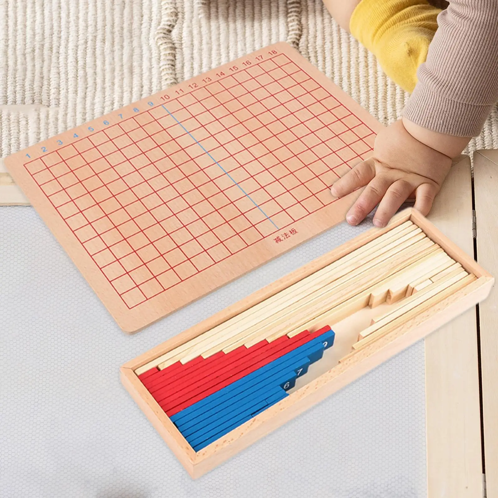 Montessori Math Toys Material Learning Teaching Aids Sensory Toys Addition Subtraction Strip Board Wooden Subtraction Board
