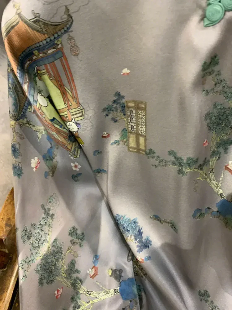 

2024 китайские улучшенные женские костюмы танга, элегантная женская винтажная Повседневная Блузка с длинным рукавом, атласная блузка-Ципао