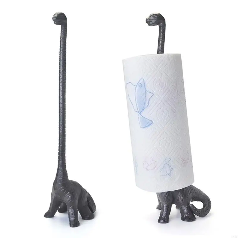 HX5F Playful Dinosaur Iron Towel Holder Unique Charm Bathroom Tissue Roll Organizers