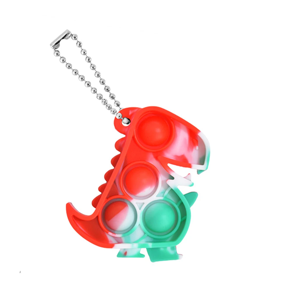 Porte-clés Jouet Anti-stress En Forme De Patte De Chat - Silicone Souple, Clic Linéaire - Lot De 3 - Turquoise Et Bleu Clair - 9