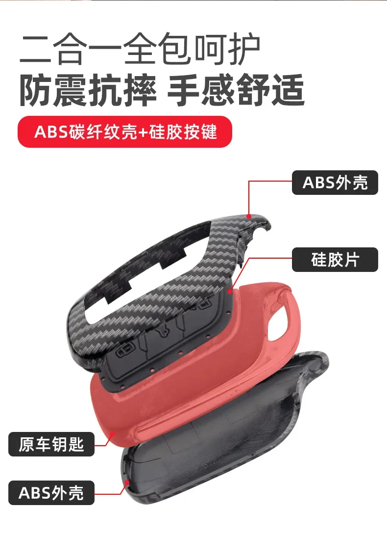 Carbon fiber ABS + Silicone Car Key Fob Shell Cover Case for MG MG6 ZS HS EV EZS EHS mg3 gs mg7 GT 2015