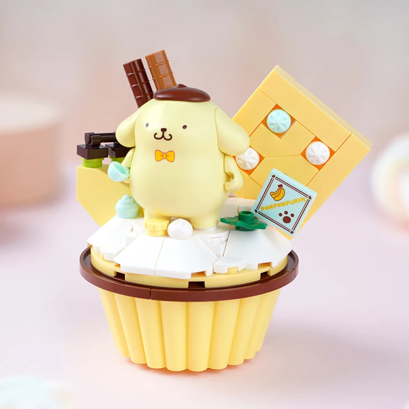 Sanrio Hello Kitty MyMelody Cinnamoroll Pompompurin Kuromi Cake shape Building Blocks Girl Small Children Educational Toy Gifts