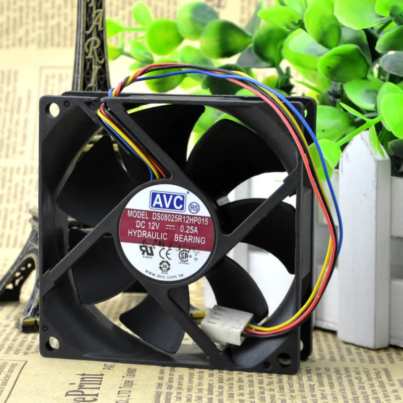 

Новый вентилятор ЦП радиатор AVC DS08025R12HP015 8025 8 см 12В 0.25A 4-проводной ШИМ контроль температуры шасси охлаждающий вентилятор 80*80*25 мм